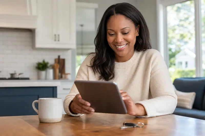Homeowner filling out a home selling form