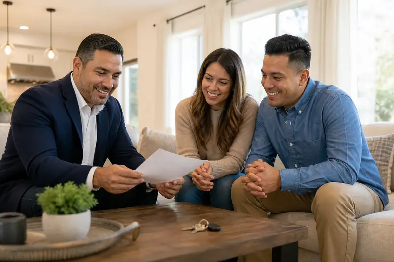 Homeowners reviewing a cash offer